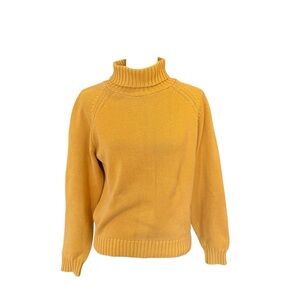 Vintage Lands’ End Women's Mustard Turtleneck Sweater size small